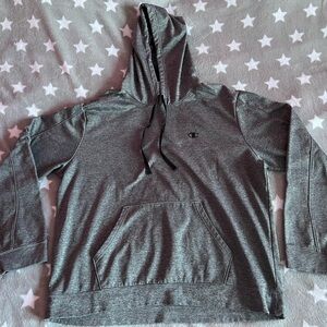Champion Heather Gray Hoodie with Black Logo